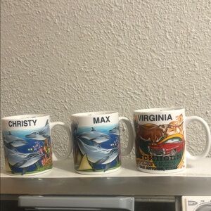 Set of Three Personalized Dolphin and Western Theme Mugs